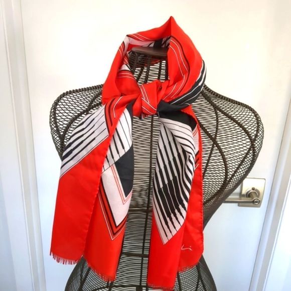 Vintage Symphony Scarfs Leonardi red and white made in Italy - Picture 1 of 11